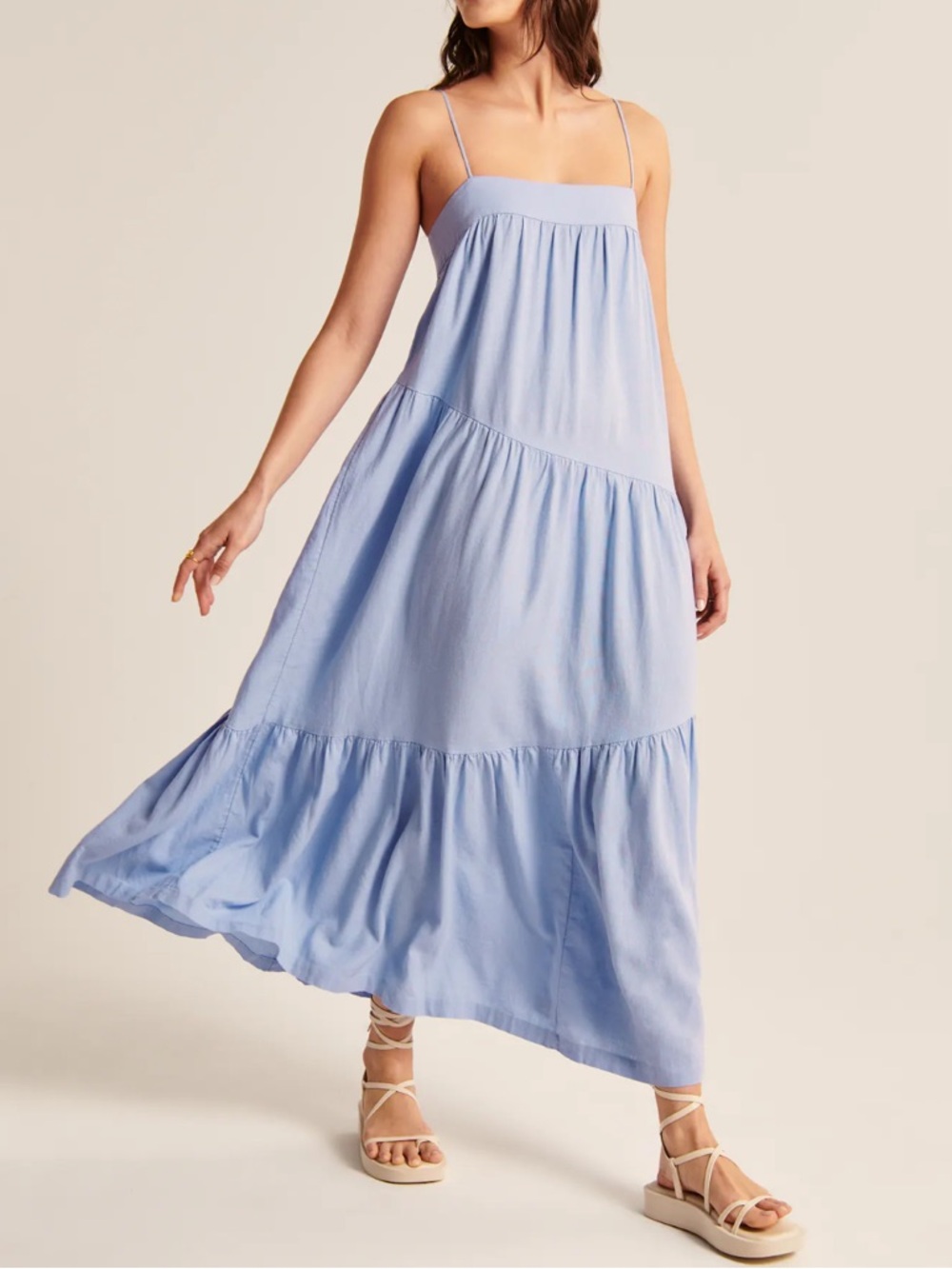 Abercrombie and Fitch Linen Asymmetrical Tiered Maxi Dress Women’s Sz XSP